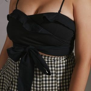 Ruffled Tie-Front Tube Top